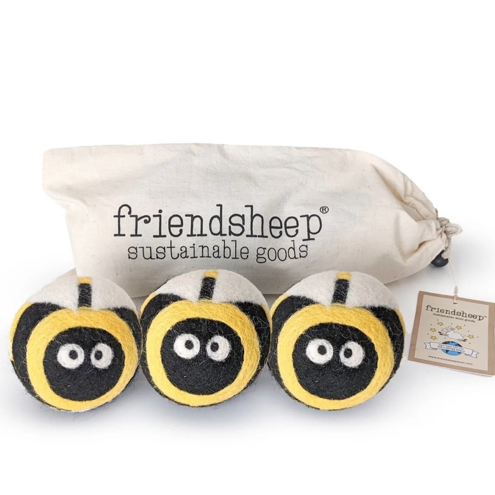 Friendsheep Bee-Themed Reusable Dryer Balls - Set of 3
